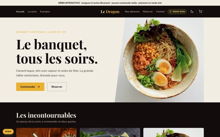 Aperçu complet du template Dragon