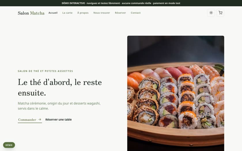 Aperçu complet du template Matcha
