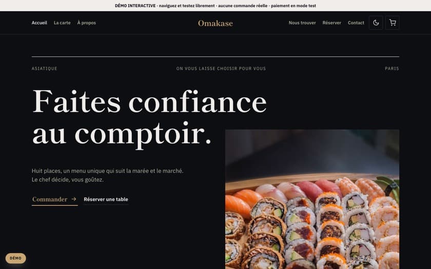Aperçu complet du template Omakase