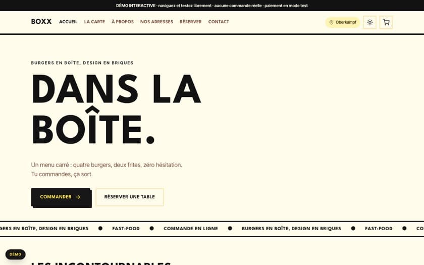 Aperçu complet du template BOXX