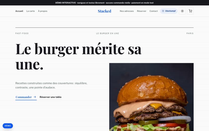Aperçu complet du template Stacked