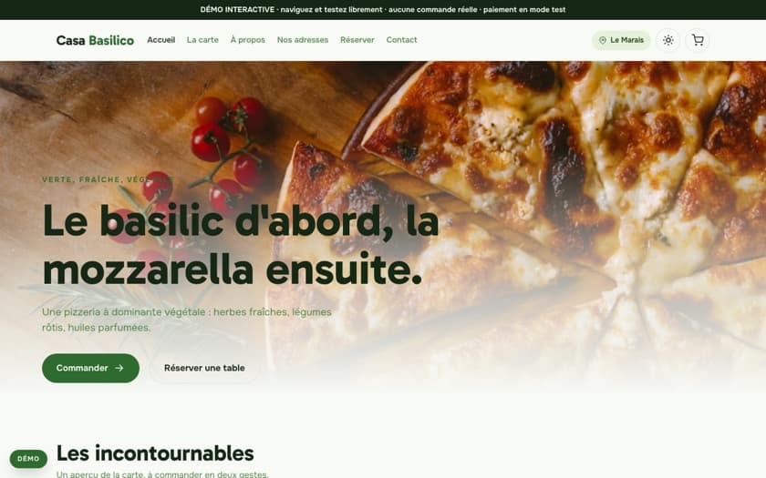 Aperçu complet du template Basilico