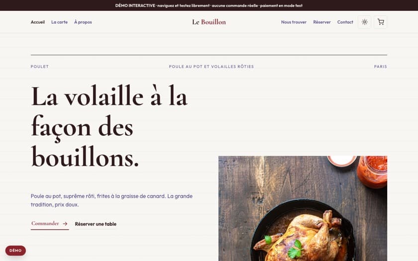 Aperçu complet du template Le Bouillon