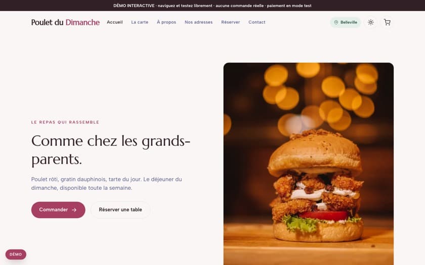 Aperçu complet du template Dimanche